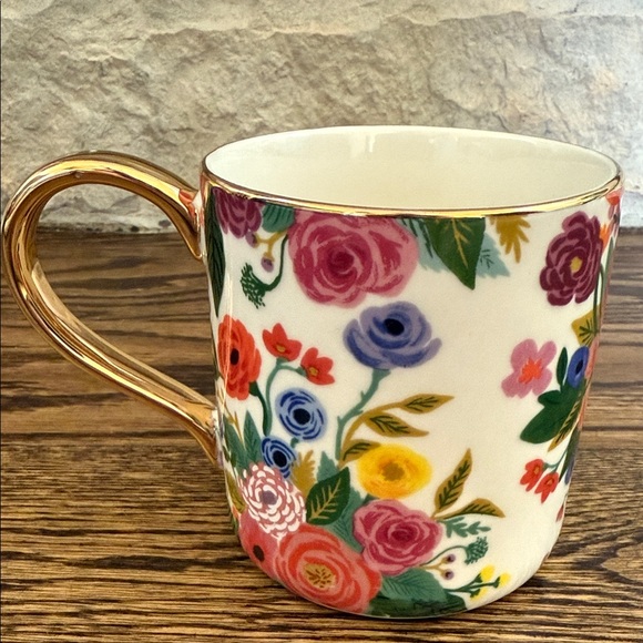 Anthropologie Floral “Letter A” Mug with Gold Handle - Picture 3 of 5